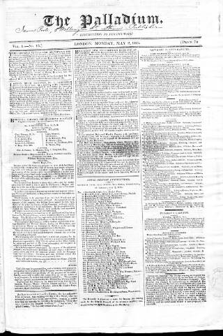 cover page of Palladium 1825 published on May 2, 1825