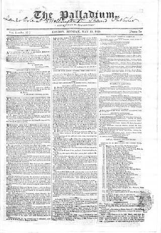 cover page of Palladium 1825 published on May 30, 1825