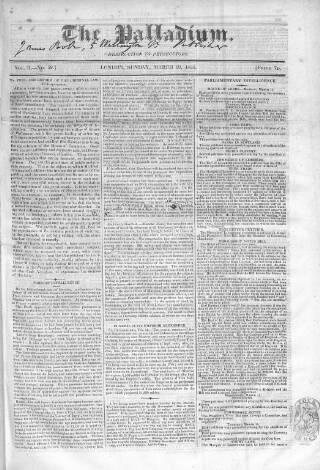 cover page of Palladium 1825 published on March 19, 1826