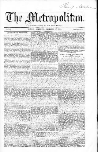 cover page of Metropolitan published on September 27, 1856