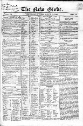 cover page of New Globe published on March 19, 1823