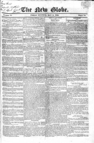 cover page of New Globe published on May 2, 1823
