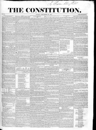 cover page of Constitution published on September 25, 1831