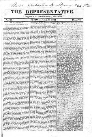 cover page of Representative 1822 published on June 9, 1822