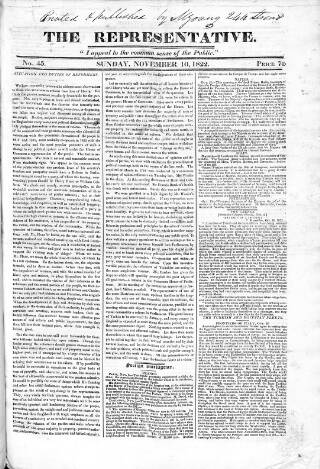 cover page of Representative 1822 published on November 10, 1822