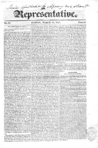 cover page of Representative 1822 published on March 16, 1823