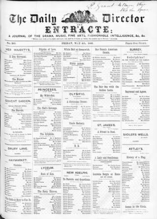 cover page of Daily Director and Entr'acte published on May 4, 1860