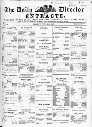 cover page of Daily Director and Entr'acte published on June 18, 1860