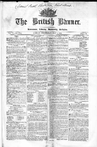cover page of British Banner 1848 published on May 4, 1853