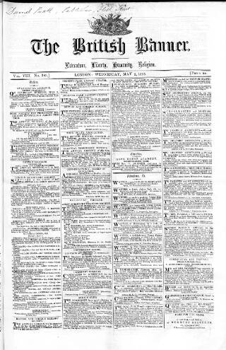 cover page of British Banner 1848 published on May 2, 1855
