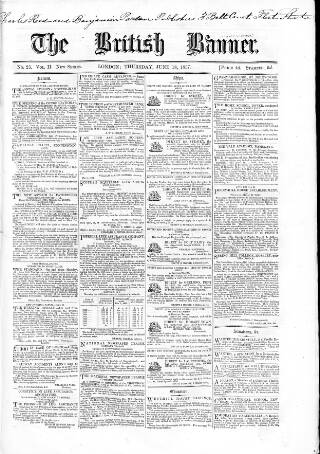 cover page of British Banner 1856 published on June 18, 1857