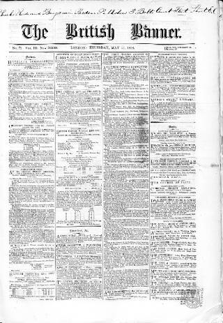 cover page of British Banner 1856 published on May 13, 1858