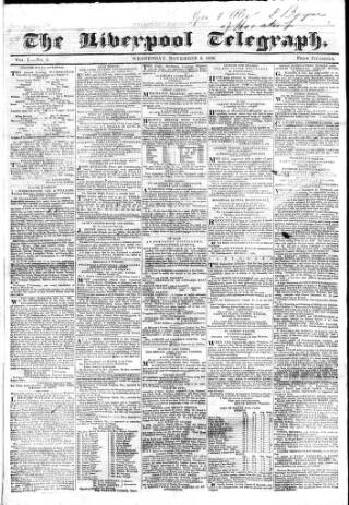 cover page of Liverpool Telegraph published on November 2, 1836