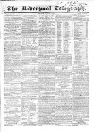 cover page of Liverpool Telegraph published on May 3, 1837