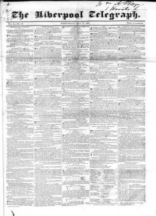 cover page of Liverpool Telegraph published on May 17, 1837