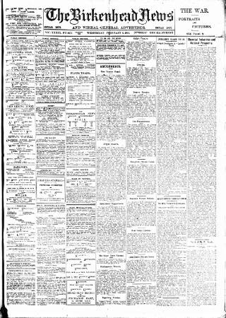 cover page of Birkenhead News published on February 2, 1916