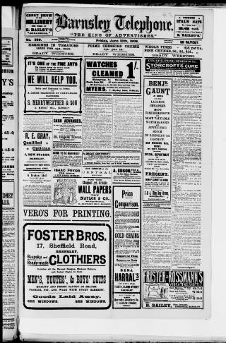 cover page of Barnsley Telephone published on June 18, 1909