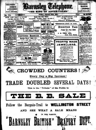 cover page of Barnsley Telephone published on August 18, 1911