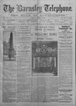 cover page of Barnsley Telephone published on April 2, 1920