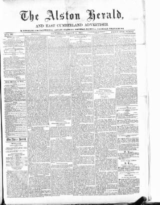 cover page of Alston Herald and East Cumberland Advertiser published on March 6, 1880