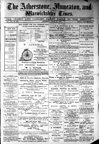 cover page of Atherstone, Nuneaton and Warwickshire Times published on June 18, 1881
