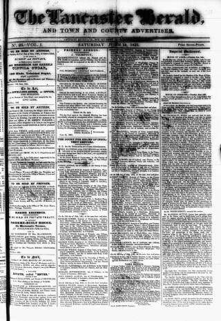 cover page of Lancaster Herald and Town and County Advertiser published on June 18, 1831