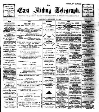 cover page of East Riding Telegraph published on September 17, 1898