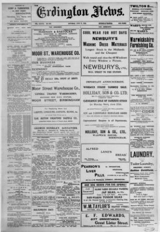 cover page of Erdington News published on June 18, 1910