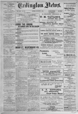 cover page of Erdington News published on September 17, 1910