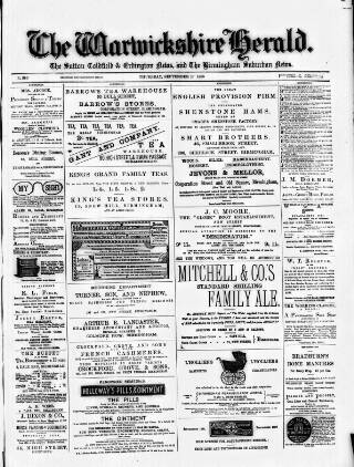 cover page of Warwickshire Herald published on September 17, 1885
