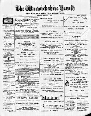 cover page of Warwickshire Herald published on November 2, 1893