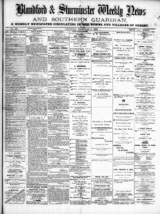 cover page of Blandford Weekly News published on February 2, 1889