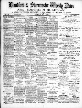 cover page of Blandford Weekly News published on May 4, 1889