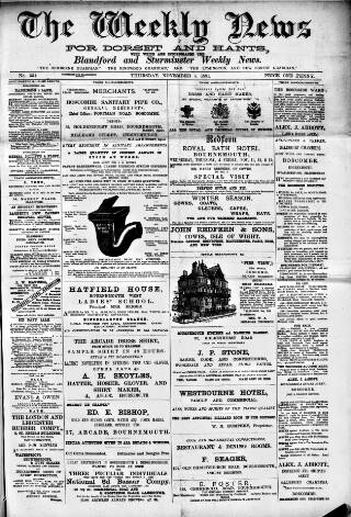 cover page of Blandford Weekly News published on November 5, 1891