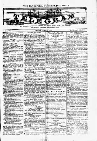 cover page of Blandford and Wimborne Telegram published on May 4, 1877