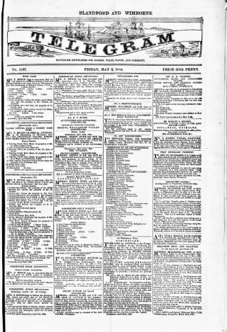 cover page of Blandford and Wimborne Telegram published on May 2, 1884