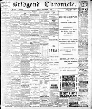 cover page of Bridgend Chronicle published on November 2, 1883
