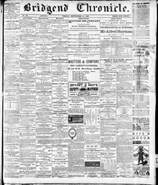 cover page of Bridgend Chronicle published on September 17, 1886