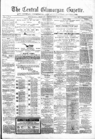 cover page of Central Glamorgan Gazette published on December 14, 1866