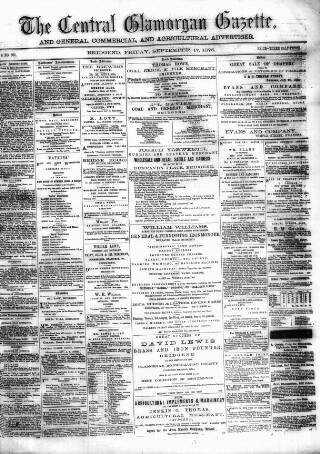 cover page of Central Glamorgan Gazette published on September 17, 1875