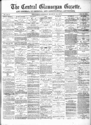 cover page of Central Glamorgan Gazette published on March 19, 1880