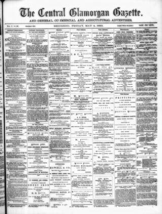 cover page of Central Glamorgan Gazette published on May 4, 1883