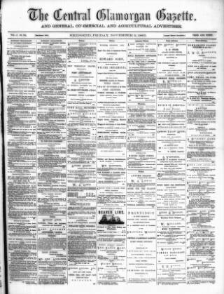 cover page of Central Glamorgan Gazette published on November 2, 1883