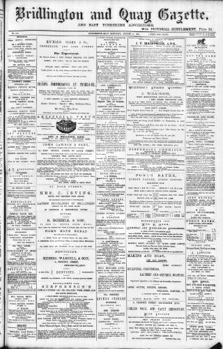 cover page of Bridlington and Quay Gazette published on August 2, 1884