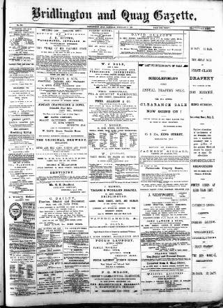 cover page of Bridlington and Quay Gazette published on February 2, 1889