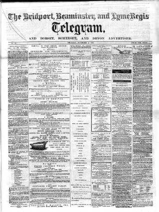 cover page of Bridport, Beaminster and Lyme Regis Telegram published on November 2, 1865