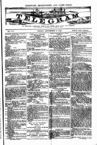 cover page of Bridport, Beaminster and Lyme Regis Telegram published on September 17, 1880