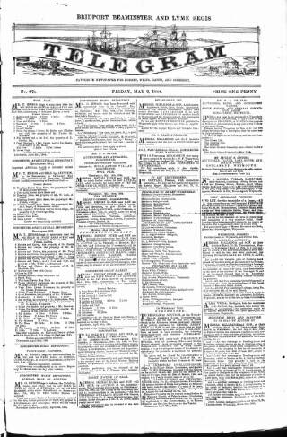 cover page of Bridport, Beaminster and Lyme Regis Telegram published on May 2, 1884