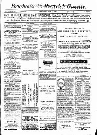 cover page of Brighouse & Rastrick Gazette published on May 4, 1889