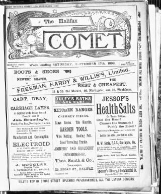 cover page of Halifax Comet published on September 17, 1898